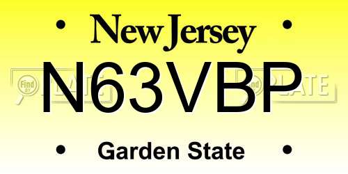 N63VBP New Jersey License Plate