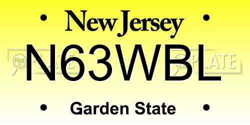 N63WBL New Jersey License Plate