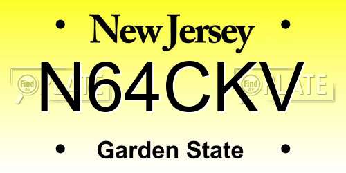 N64CKV New Jersey License Plate