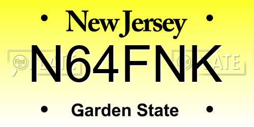 N64FNK New Jersey License Plate