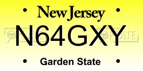 N64GXY New Jersey License Plate