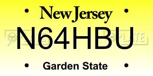 N64HBU New Jersey License Plate