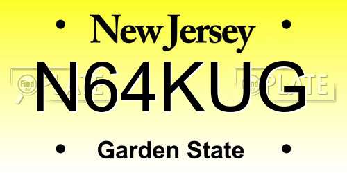 N64KUG New Jersey License Plate