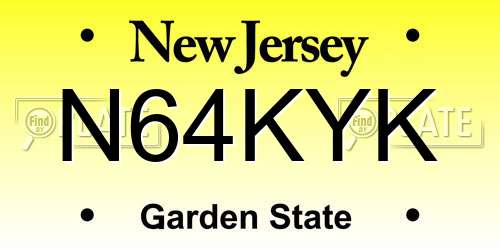 N64KYK New Jersey License Plate