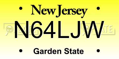 N64LJW New Jersey License Plate