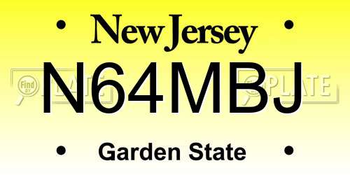 N64MBJ New Jersey License Plate
