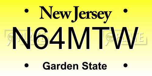 N64MTW New Jersey License Plate