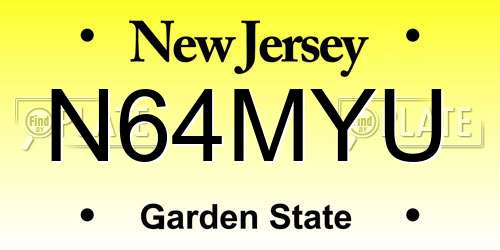 N64MYU New Jersey License Plate