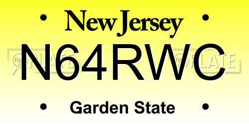 N64RWC New Jersey License Plate