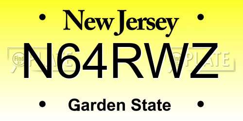 N64RWZ New Jersey License Plate