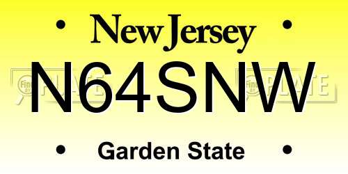 N64SNW New Jersey License Plate