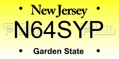 N64SYP New Jersey License Plate