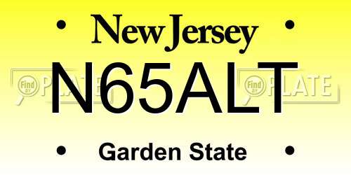 N65ALT New Jersey License Plate