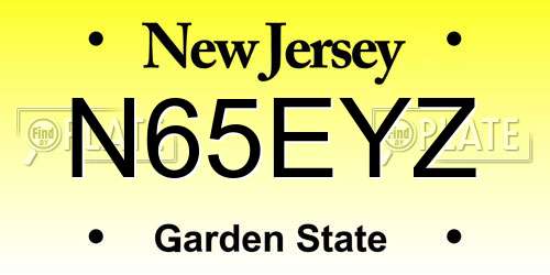 N65EYZ New Jersey License Plate