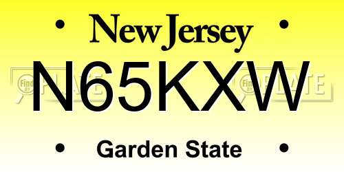 N65KXW New Jersey License Plate