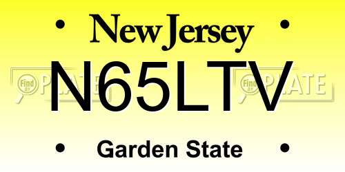 N65LTV New Jersey License Plate