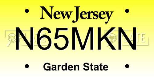 N65MKN New Jersey License Plate