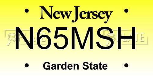 N65MSH New Jersey License Plate