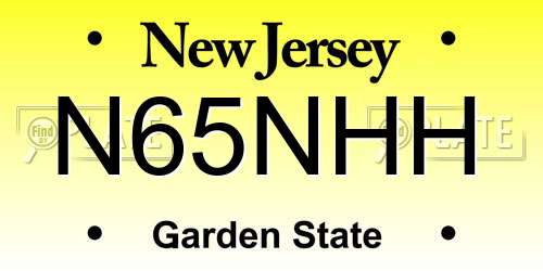 N65NHH New Jersey License Plate