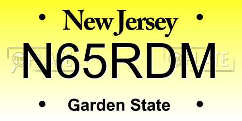 N65RDM New Jersey License Plate