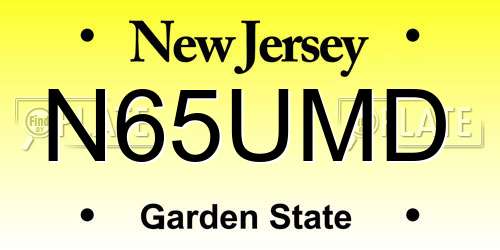 N65UMD New Jersey License Plate