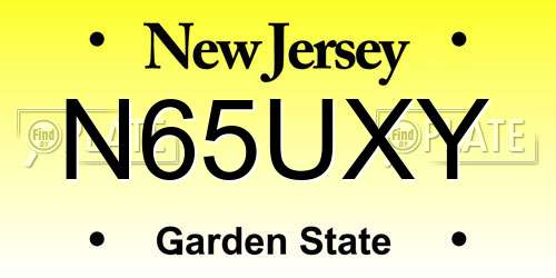 N65UXY New Jersey License Plate