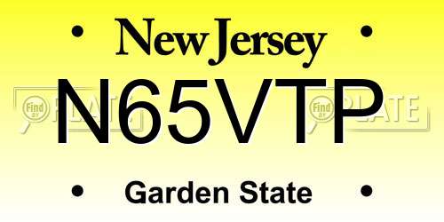 N65VTP New Jersey License Plate