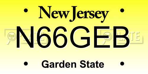 N66GEB New Jersey License Plate