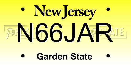N66JAR New Jersey License Plate
