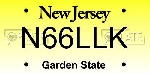 N66LLK New Jersey License Plate