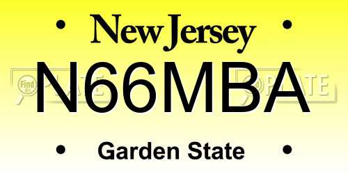 N66MBA New Jersey License Plate