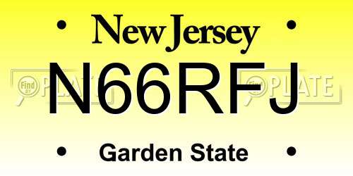 N66RFJ New Jersey License Plate