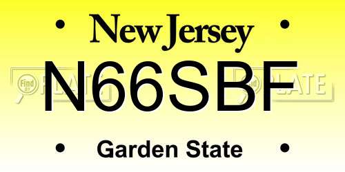 N66SBF New Jersey License Plate