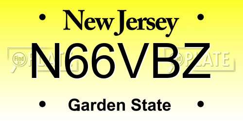 N66VBZ New Jersey License Plate