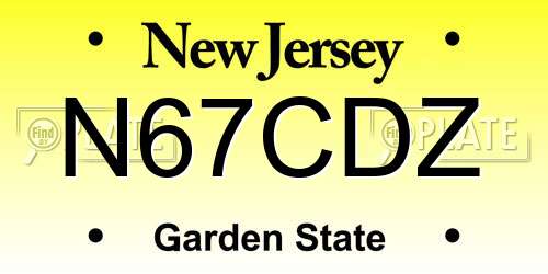 N67CDZ New Jersey License Plate