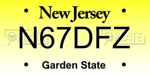 N67DFZ New Jersey License Plate