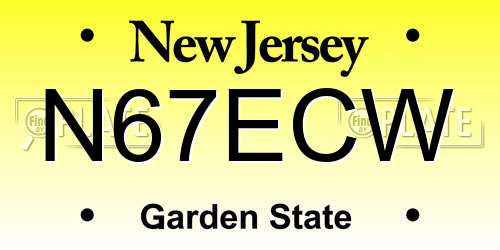 N67ECW New Jersey License Plate