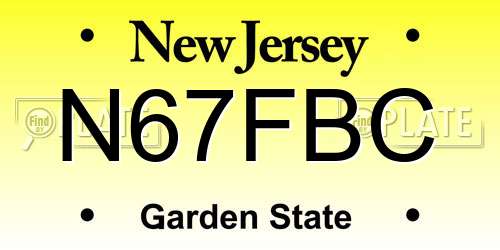 N67FBC New Jersey License Plate