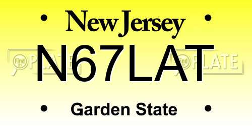 N67LAT New Jersey License Plate