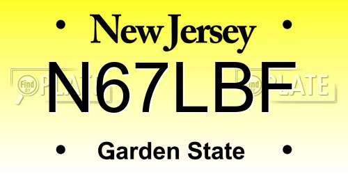 N67LBF New Jersey License Plate