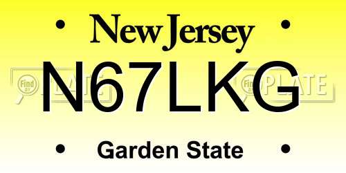 N67LKG New Jersey License Plate
