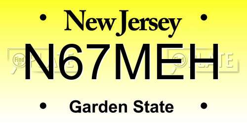 N67MEH New Jersey License Plate