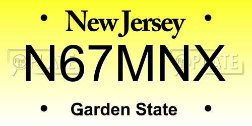 N67MNX New Jersey License Plate