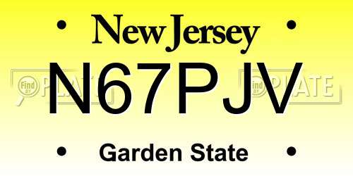 N67PJV New Jersey License Plate