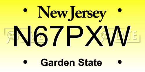 N67PXW New Jersey License Plate