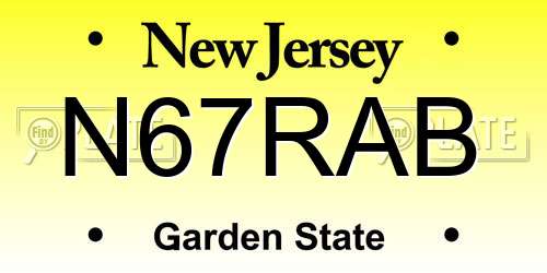 N67RAB New Jersey License Plate