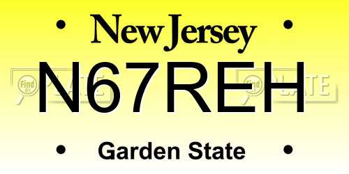 N67REH New Jersey License Plate