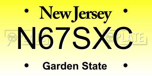 N67SXC New Jersey License Plate