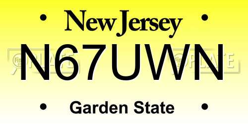 N67UWN New Jersey License Plate