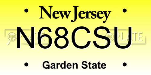 N68CSU New Jersey License Plate